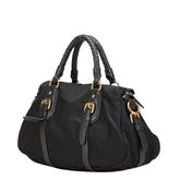プラダ 三角ロゴプレート ハンドバッグ ショルダーバッグ 2WAY ブラック ナイロン レザー レディース PRADA 【中古】